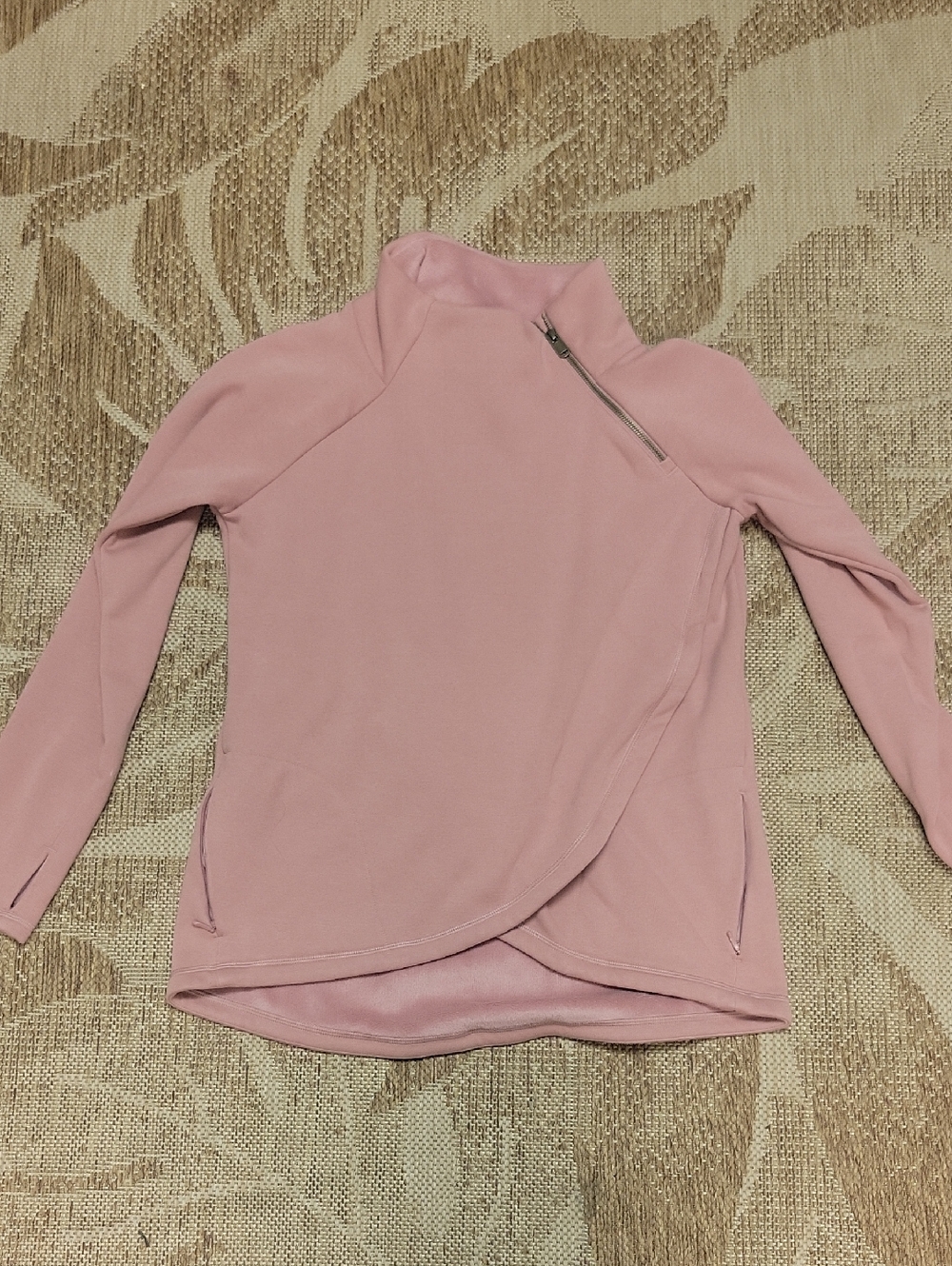 Women's Pink Asymmetrical Zip Pullover Top